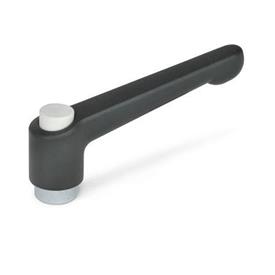GN 303.2 Zinc Die-Cast Adjustable Levers, with Push Button, Tapped Type, with Zinc Plated Steel Components Push button color: G - Gray, RAL 7035
