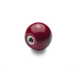 DIN 319 Perillas de bola de plástico, rojas Material: KU - Plástico<br />Tipo: E - Con inserto roscado<br />Color: RT - Rojo