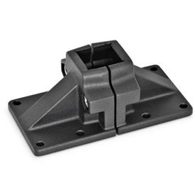 GN 167 Aluminum Wide Base Plate Connector Clamps, Split Assembly Bildzuordnung: V - Square<br />Finish: SW - Black, RAL 9005, textured finish