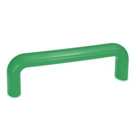 EN 625 Technopolymer Plastic Cabinet U-Handles, with Tapped Inserts Color: GN - Green, RAL 6017, shiny finish