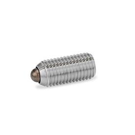 GN 615.4 Steel / Stainless Steel Spring Plungers, with Nose Pin, with Internal Hex Type: BSN - Stainless steel, high spring load