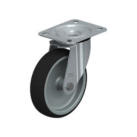  LE-PATH Steel Medium Duty Swivel Polyurethane Treaded Casters, with Plate Mounting Type: G - Plain bearing