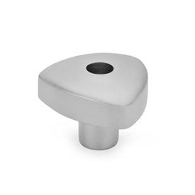 GN 5339.5 Perillas triangulares de acero inoxidable, con orificio roscado o liso Tipo: D - Con orificio pasante roscado<br />Acabado: MT - Acabado granallado mate
