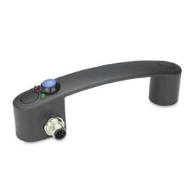 EN 628.4 Technopolymer Plastic Bridge Handles, with Power Switching Function, with Connector, Ergostyle® Type: SL - Connector on the left side