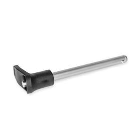 GN 113.12 Plastic L-Handle Ball Lock Pins, with Stainless Steel Shank AISI 630 