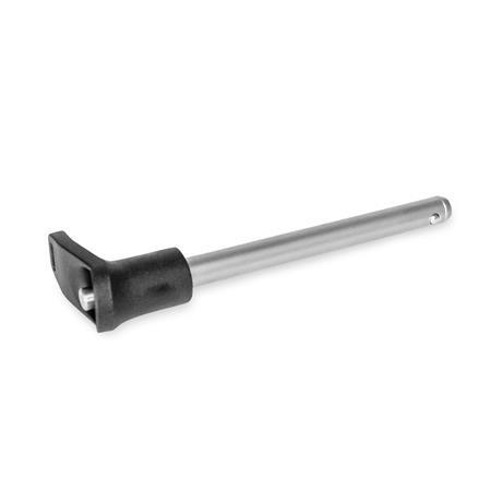 GN 113.12 Plastic L-Handle Ball Lock Pins, with Stainless Steel Shank AISI 630 