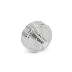 GN 50.8 Aimants de retenue en samarium-cobalt (SmCo), logement en inox, avec goujon fileté 