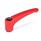 EN 602 Zinc Die-Cast Adjustable Levers, Ergostyle®, Tapped Type, with Steel Components Color: RS - Red, RAL 3000, textured finish