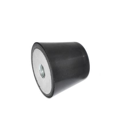 Vibration / Shock Absorption Mounts GN 253: Rubber, Conical Type, with Steel Components, NBR, with Tapped Hole