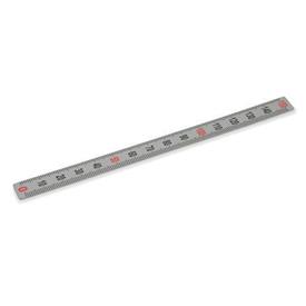 GN 711 Metric Size, Plastic or Stainless Steel Rulers, with Self-Adhesive Backing Material: NI - Stainless steel<br />Type: S - Figures vertically arranged (Figure sequences U, M, O)<br />Figure sequences: U