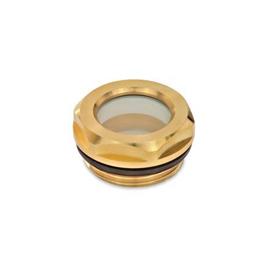 GN 743.3 Brass Fluid Sight Glasses, with ESG Safety Glass Type: B - Without reflector