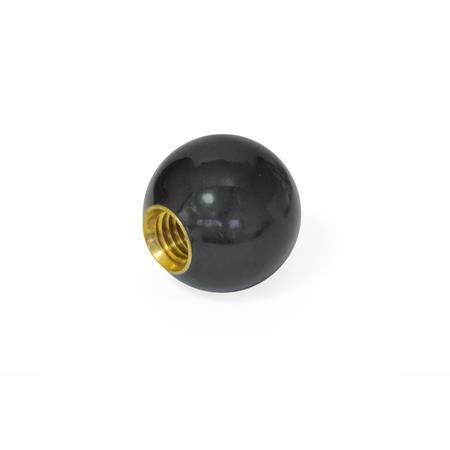  PBH Phenolic Plastic Ball Knobs, with Tapped Hole or Tapped Insert 