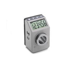 EN 9153 Technopolymer Plastic Digital Position Indicators, Electronic, 6 Digits LCD Display, with Data Transmission via Radio Frequency Color: GR - Gray, RAL 7035
