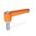 WN 302.2 Manijas ajustables rectas de nylon plastificado, tipo espárrago roscado, con componentes de acero zincado Color de la palanca: OS - Naranja, RAL 2004, acabado texturizado