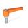 WN 302.2 Nylon Plastic Straight Adjustable Levers, Threaded Stud Type, with Zinc Plated Steel Components Lever color: OS - Orange, RAL 2004, textured finish