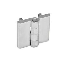 GN 237 Stainless Steel Hinges, with Countersunk Bores or Threaded Studs Material: NI - Stainless steel<br />Type: C - 2x2 threaded studs