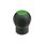 EN 675.1 Technopolymer Plastic Ball Handles, with Brass Tapped Insert, with Removable Cover Cap, Ergostyle®, Softline Color of the cap: DGN - Green, RAL 6017, matte finish