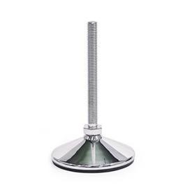 GN 18 Pies de nivelación de acero inoxidable AISI 316L, conforme con FDA Versión (Espárrago): S - Sin tuerca, hexágono externo en la parte inferior