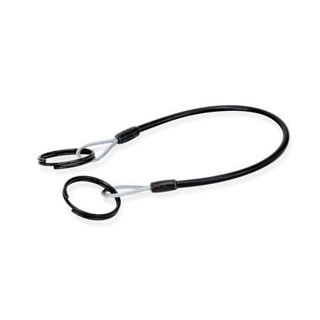 GN 111.2 Stainless Steel AISI 304 Retaining Cables, with 2 Key Rings or with 1 Key Ring and 1 Mounting Tab Type: A - With 2 key rings
Color: SW - Black