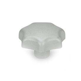 DIN 6336 Aluminum Star Knobs, with Tapped or Plain Bore Type: C - With plain blind bore, tol. H7<br />Finish: MT - Matte, tumbled finish