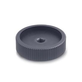 GN 226 Technopolymer Plastic, Knurled Control Knobs, Blank, Threaded and Through Bore Type 