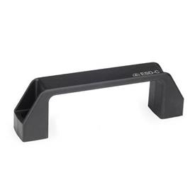 EN 528 Technopolymer Plastic, Cabinet U-Handles, with Counterbored Mounting Holes Material: ESD - Plastic<br />Color: SW - Black, RAL 9005, matte finish