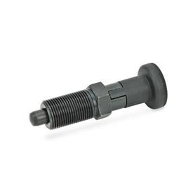 GN 617.1 Steel Indexing Plungers, with Plastic Knob, Lock-Out Material: ST - Steel<br />Type: A - Without lock nut