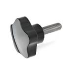 Phenolic Plastic Solid Five-Lobed Knobs, with Stainless Steel Threaded stud