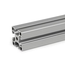 GN 10i Aluminum Profiles, i-Modular System, with Open Slots on All Sides, Profile Type Light Profile size: I-40408L<br />Finish: N - Anodized finish, natural color