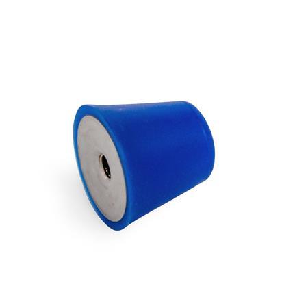 GN 256 Supports d'absorption des vibrations / chocs, type conique, avec composants en inox, trou taraudé, conforme aux exigences de la FDA Couleur: BL - Bleu, RAL 5002
