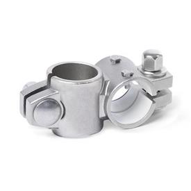 GN 132.15 Noix de serrage orthogonales pour unité linéaire tubulaire en inox, pour système à axe unique Type: A - Sans étanchéités