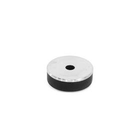 GN 338 Steel Disks with Cover Cap, for use as Device Bases / Glides / Screw Covers Type: KR - With cover cap, non-slip