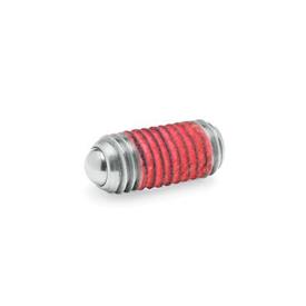 GN 615.3 Steel / Stainless Steel Ball Plungers with Thread Locking, with Internal Hex Type: KN - Stainless steel, standard spring load<br />Thread locking: MVK - Micro encapsulation precote