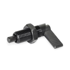 GN 721.1 Steel Cam Action Indexing Plungers, Lock-Out, with 180° Limit Stop Type: LAK - Left hand limit stop, with lock nut