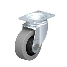  L-POEV Roulettes pivotantes en acier à roue en caoutchouc pour service mi-lourd, avec support de platine Type: K-SG-FK - Roulement à billes avec roue grise, avec protection de la bande de roulement