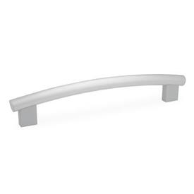 GN 666.4 Aluminum / Stainless Steel Tubular Arch Handles, Aluminum Handle Legs, with Tapped Inserts Finish: ES - Anodized finish, natural color