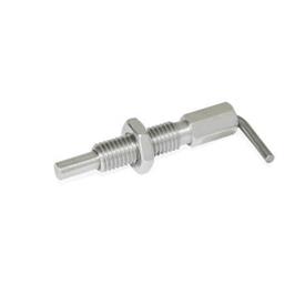 GN 7017 Doigts d'indexage en inox, avec poignée en L, types verrouillable et non verrouillable Type: BK - Non verrouillable, avec contre-écrou<br />Matériau: NI - Inox