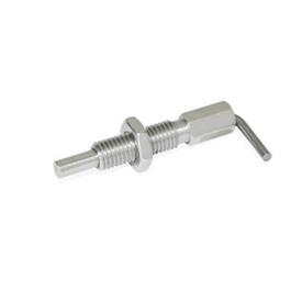 GN 7017 Stainless Steel Indexing Plungers, Lock-Out and Non Lock-Out, with L-Handle Type: BK - Non lock-out, with lock nut<br />Material: NI - Stainless steel
