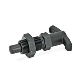 GN 817.4 Steel Indexing Plungers, Lock-Out and Non Lock-Out, with T-Handle Type: BK - Non lock-out, with lock nut