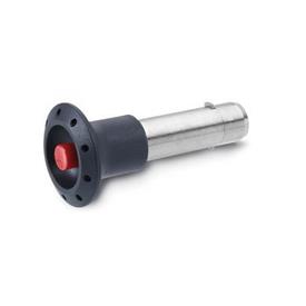 GN 114.3 Plastic Rapid Release Pins, with Stainless Steel Shank, with Axial Lock (Pawl) 