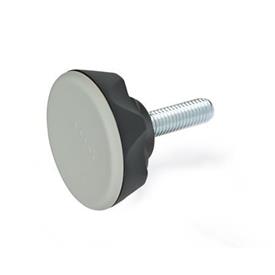 EN 636.4 Technopolymer Plastic Seven-Lobed Knobs, Ergostyle®, with Steel Threaded Stud Color: DGR - Gray, RAL 7035, matte finish