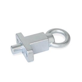 GN 722.5 Steel Indexing Plungers, Non Lock-Out, with Mounting Flange Finish: ZB - Zinc plated, blue passivated finish