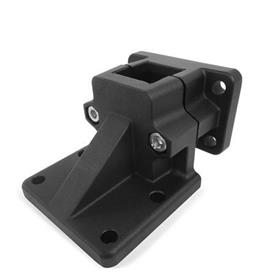 GN 171 Aluminum Flanged Base Plate Connector Clamps, Split Assembly Bildzuordnung: V - Square<br />Finish: SW - Black, RAL 9005, textured finish