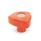 EN 5339 Technopolymer Plastic Triangular Knobs, with Brass Tapped Insert Color: OR - Orange, RAL 2004