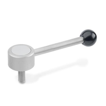 GN 125.5 Stainless Steel Flat Adjustable Tension Levers, Threaded Stud Type Type: D - Straight lever