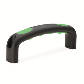 EN 725.3 Poignées étrier, plastique, insert avec empreintes de doigts, Softline Type: B - Montage du côté de l'opérateur<br />Couleur de l'insert: GN - Vert, RAL 6017, finition mate