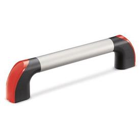 EN 767.1 Aluminum Tubular Handles, Anodized Tube, Ergostyle® Color of the end cap: DRT - Red, RAL 3000, shiny finish