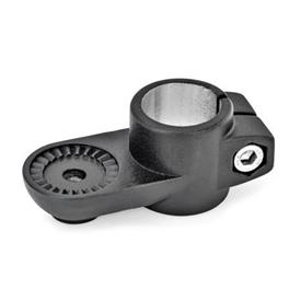 GN 274 Aluminum, Swivel Clamp Connectors Type: IV - With internal serration<br />Finish: SW - Black, RAL 9005, textured finish