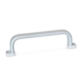 GN 668 Jaladeras en «U» para gabinete de aluminio, con agujeros roscados o placas superiores de montaje Tipo: B - Montaje por el lado del operador (solo para b<sub>1</sub> = 20 mm)<br />Acabado: SR - Plateado, RAL 9006, acabado texturizado