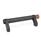 GN 332 Aluminum Tubular Handles with Zinc Die-Cast Angled Handle Legs, with Power Switching Function Finish: SW - Black, RAL 9005, textured finish
Type: T0 - Without button
Identification no.: 2 - With emergency stop
Door opening: R - Right